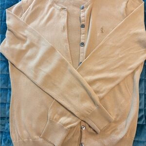 Ralph Lauren Women Tan Cotton Button-Front Cardigan